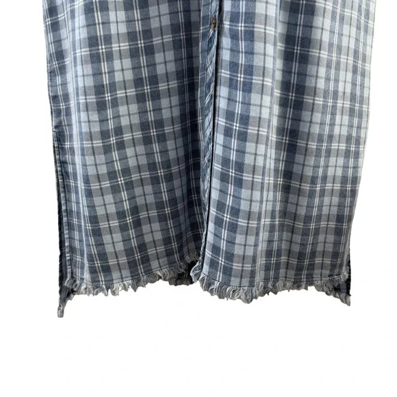 Billy T Shirt Dress Womens Medium Blue Plaid Button Front Pockets Midi Casual - Picture 13 of 16